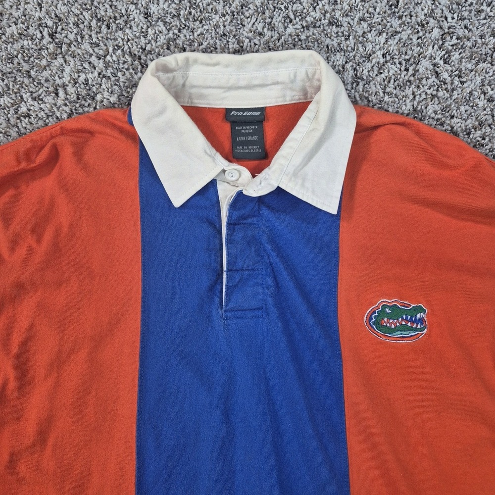 Pro Edge VTG Florida Gators Colorblock Rugby Style‎ Polo Shirt Men's Size Large
